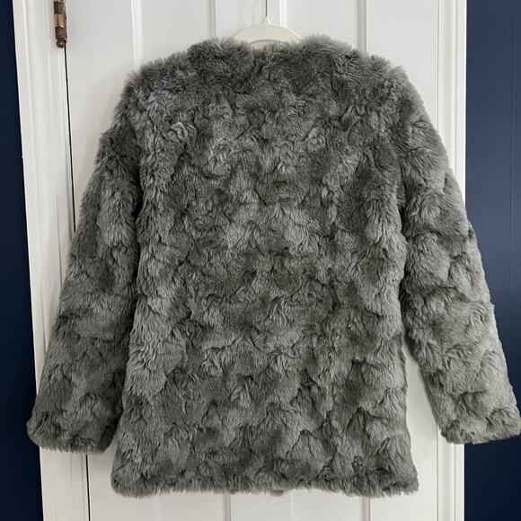 Gray Fur Coat Women’s Winter Faux Fur Jackets Plush Teddy Style Pockets Size 4 - Picture 3 of 10